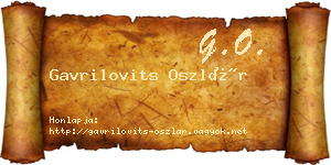 Gavrilovits Oszlár névjegykártya